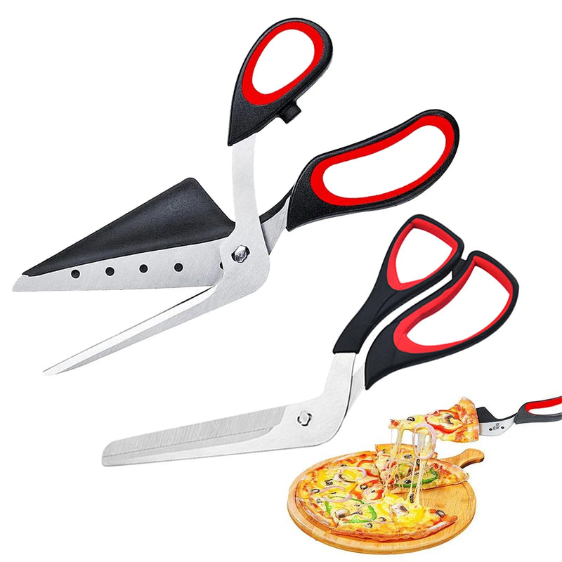 Tesoura de pizza em aço inoxidável, cortador de pizza, fácil corte, espátula de pizza, ferramentas com lâmina destacável ultra afiada