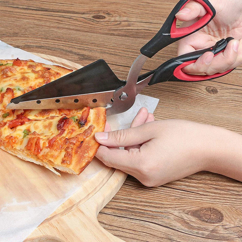 Tesoura de pizza em aço inoxidável, cortador de pizza, fácil corte, espátula de pizza, ferramentas com lâmina destacável ultra afiada